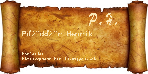 Pádár Henrik névjegykártya